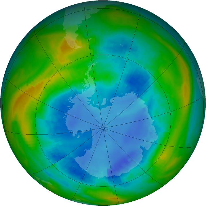 Antarctic ozone map for 21 August 1987